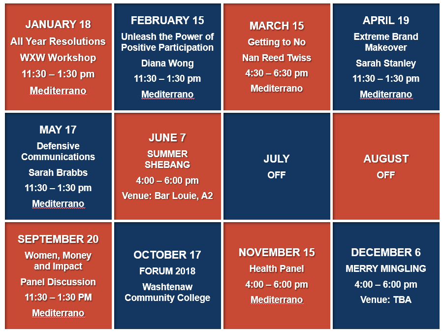 event calendar 2018